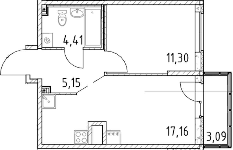 1-комнатная квартира 38.02 м², 10/23 эт., ЖК «Город Первых»